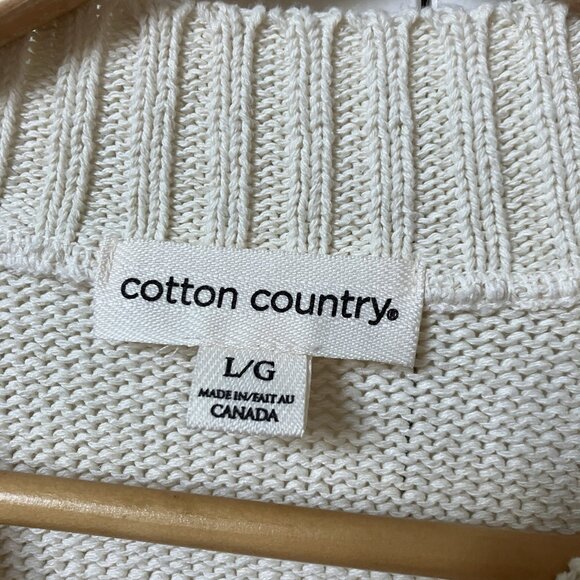Cotton Country Sweater Womens L White Laurentian Polar Bear Phoebe Friends - Picture 2 of 8